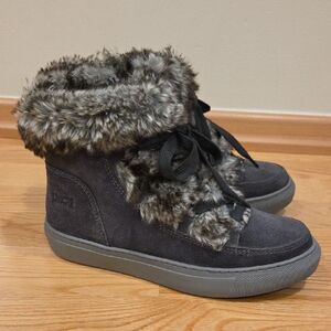 Cougar DASHA Women's Faux Fur Suede Lace-Up Winter Booties - Gray
